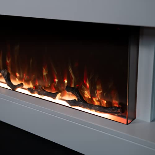 Wall-Mounted Electric Fireplace with 10 Flames, White