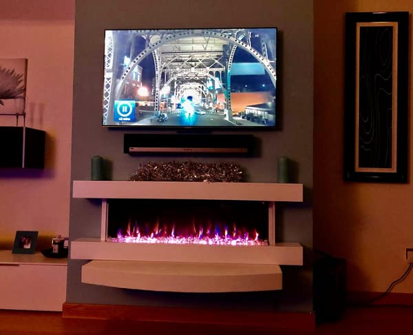 Wall-Mounted Electric Fireplace with 10 Flames, White