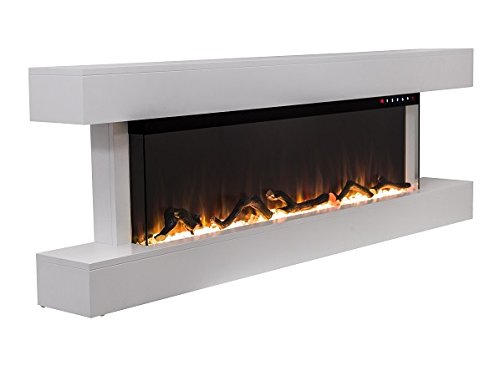 Wall-Mounted Electric Fireplace with 10 Flames, White