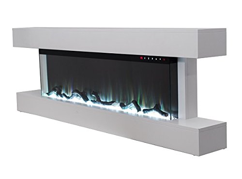 Wall-Mounted Electric Fireplace with 10 Flames, White