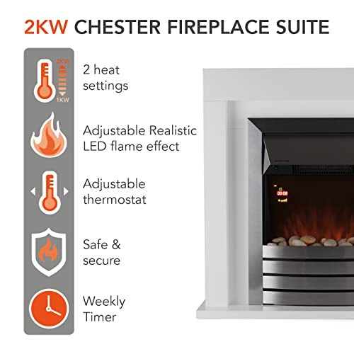 Warmlite Chester Electric Fireplace Suite, 2000W