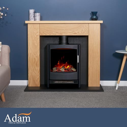 Adam Chester Electric Fireplace Stove - Black & Oak, 39