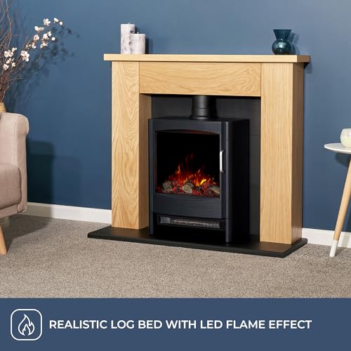 Adam Chester Electric Fireplace Stove - Black & Oak, 39