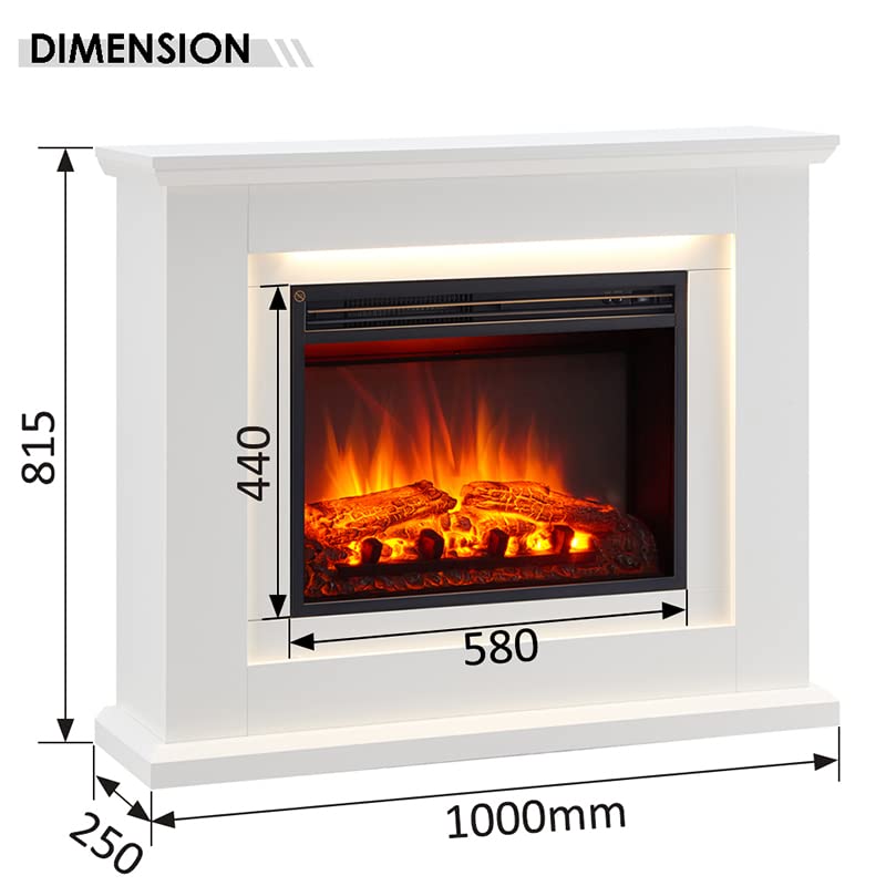 Evora 39'' Electric Fireplace Heater - Multiple Colors