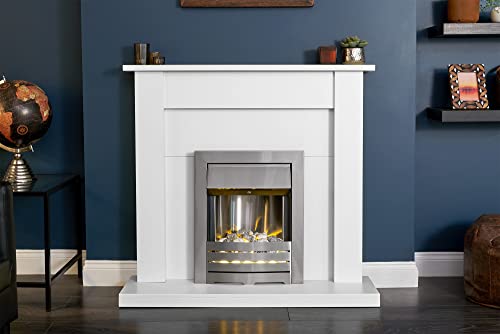 Pure White Adam Sutton Fireplace with Brushed Steel Fire