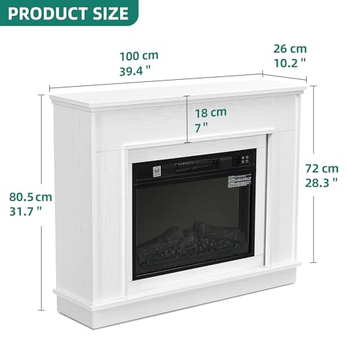 YITAHOME Modern White Electric Fireplace with Remote