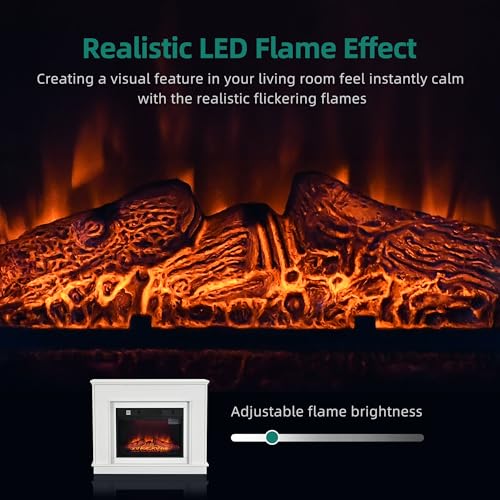 YITAHOME Modern White Electric Fireplace with Remote