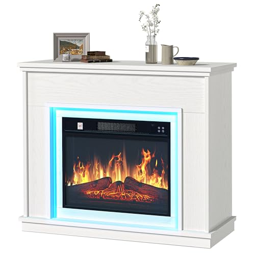 YITAHOME Modern White Electric Fireplace with Remote