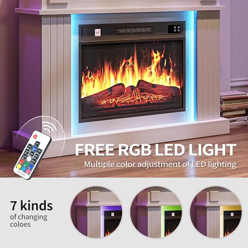 Modern White Electric Fireplace with LED Flames