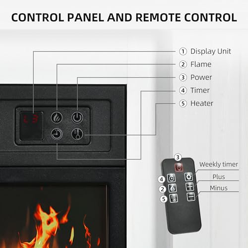 Modern White Electric Fireplace with LED Flames