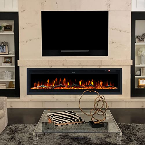 INMOZATA 127cm Wall-Mounted Electric Fireplace with Remote