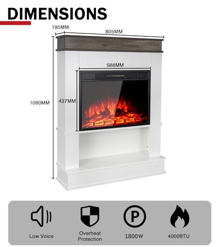M.C.Haus Electric Fireplace with Open Shelf