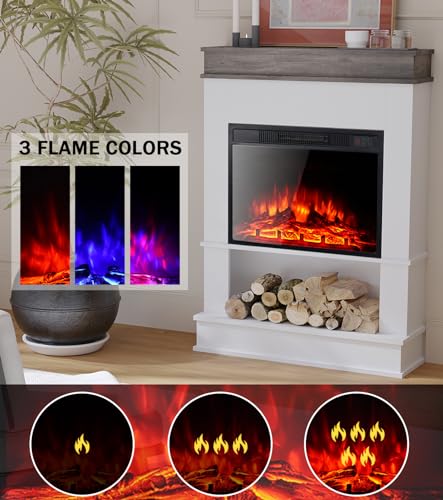 M.C.Haus Electric Fireplace with Open Shelf