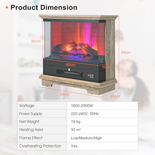 COSTWAY 27” Electric Fireplace with Remote Control