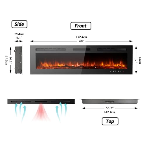 M.C.Haus Ultra-Thin Electric Fireplace with Touch Control