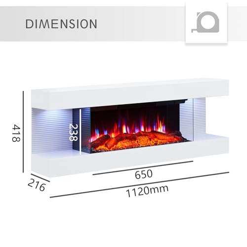 FLAMEKO Atacama 44" Wall Mounted Fireplace with Remote