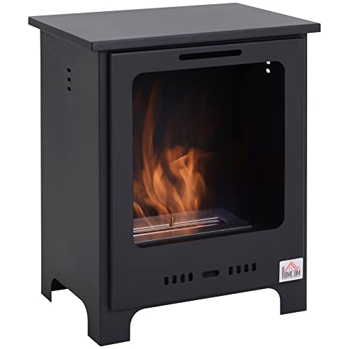 HOMCOM Freestanding Black Ethanol Fireplace, 0.9L