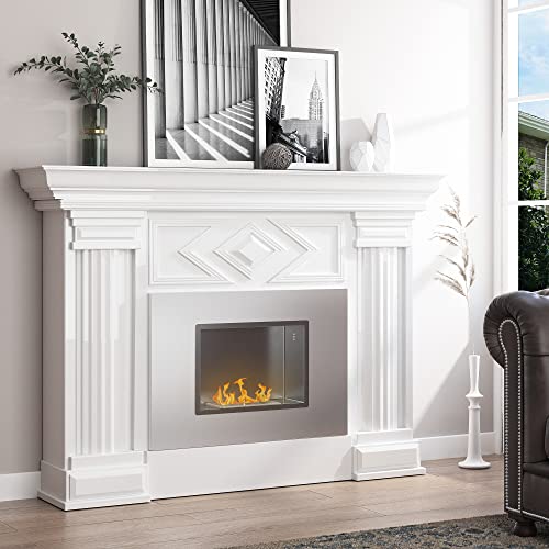 HOMCOM Wall Mounted Stainless Steel Ethanol Fireplace