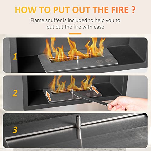 HOMCOM Wall Mounted Stainless Steel Ethanol Fireplace