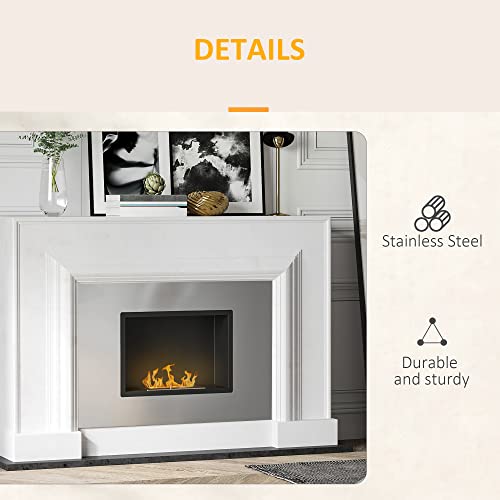 HOMCOM Wall Mounted Stainless Steel Ethanol Fireplace