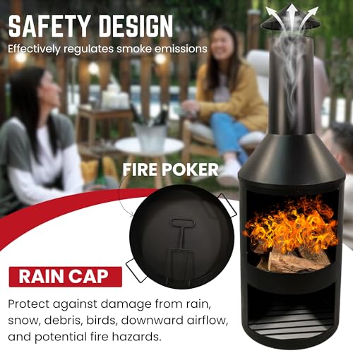 Samuel ALEXANDER 140cm Outdoor Chiminea with Cover