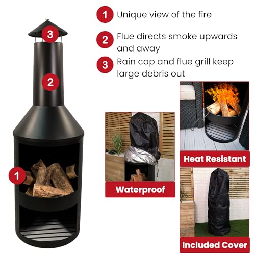 Samuel ALEXANDER 140cm Outdoor Chiminea with Cover
