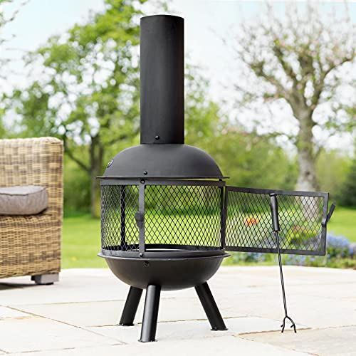 Harrier Steel Chiminea Fire Pit for Outdoor Use