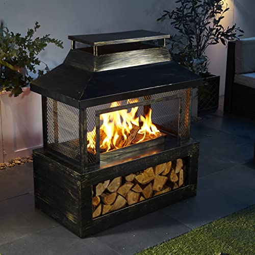 Neo Black Steel Outdoor Log Burner Fire Pit