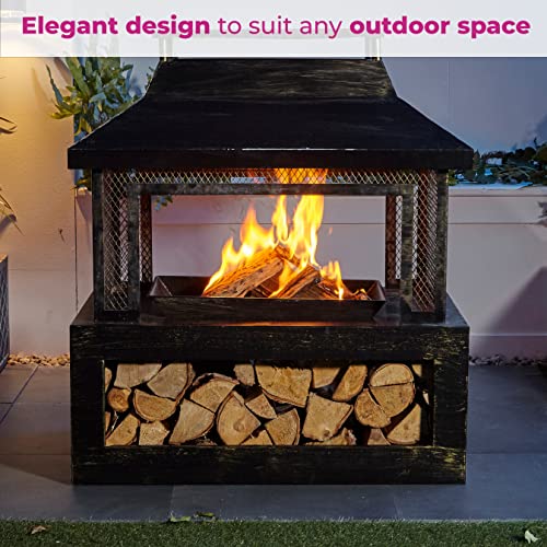 Neo Black Steel Outdoor Log Burner Fire Pit