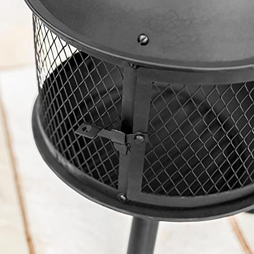 Harrier Steel Chiminea Fire Pit for Outdoor Use