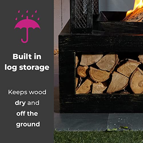 Neo Black Steel Outdoor Log Burner Fire Pit