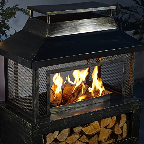 Neo Black Steel Outdoor Log Burner Fire Pit