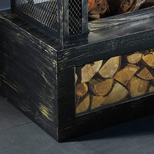 Neo Black Steel Outdoor Log Burner Fire Pit