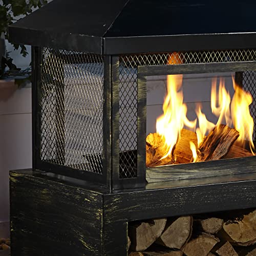 Neo Black Steel Outdoor Log Burner Fire Pit