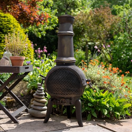 Outdoor Cast Iron Fire Pit with BBQ Grill