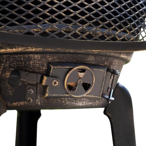 Outdoor Cast Iron Fire Pit with BBQ Grill