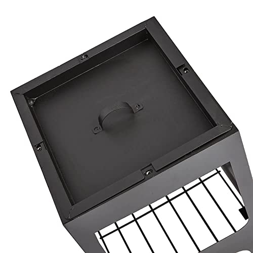 Trueshopping Tall Black Steel Chiminea Fire Pit