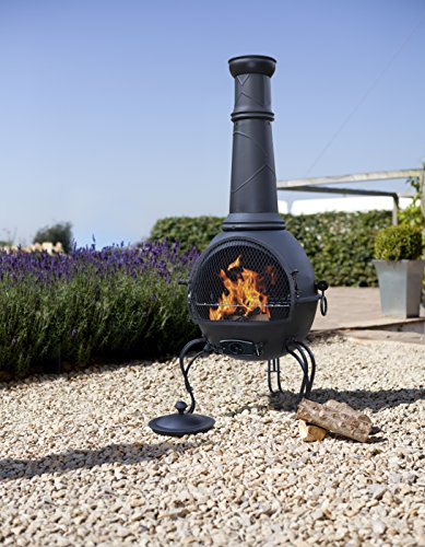 La Hacienda XL Murcia Black Steel Chiminea with Grill