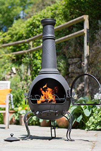 La Hacienda XL Murcia Black Steel Chiminea with Grill