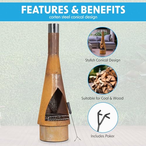 Dellonda Outdoor Conical Chiminea Fire Pit Heater