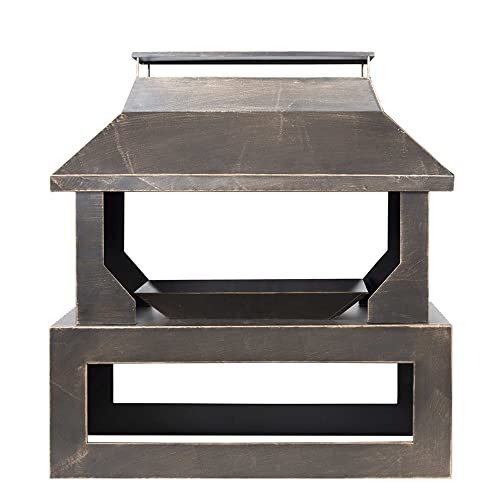 La Hacienda Steel Outdoor Fireplace with Log Storage