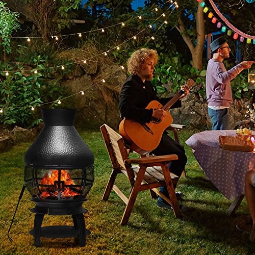 COSTWAY Outdoor Fire Pit with Charcoal Grill
