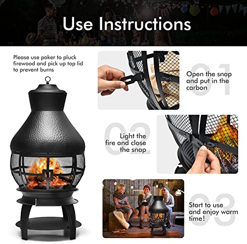 COSTWAY Outdoor Fire Pit with Charcoal Grill