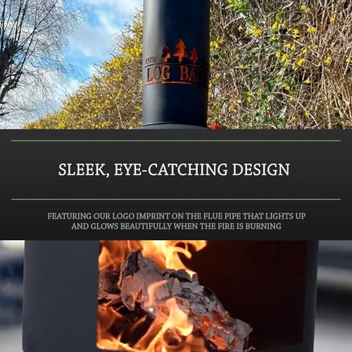 Log Barn Black Steel Outdoor Chiminea with Poker