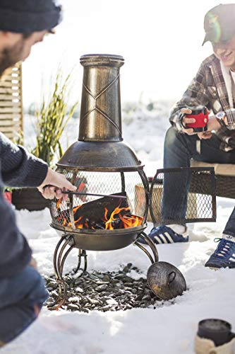 La Hacienda Leon Bronze Effect Patio Chiminea Heater