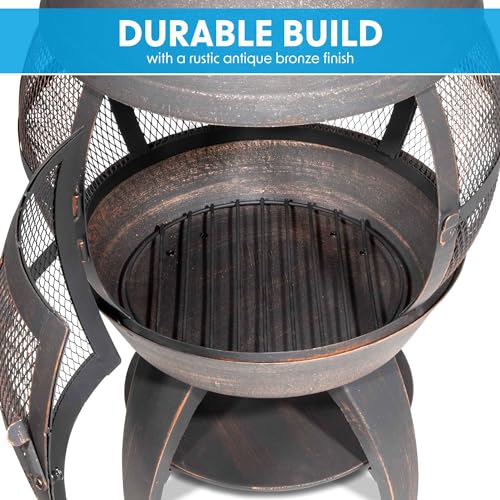 Dellonda Deluxe 360° Outdoor Chiminea & Fire Pit
