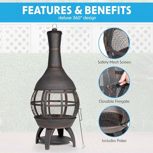 Dellonda Deluxe 360° Outdoor Chiminea & Fire Pit