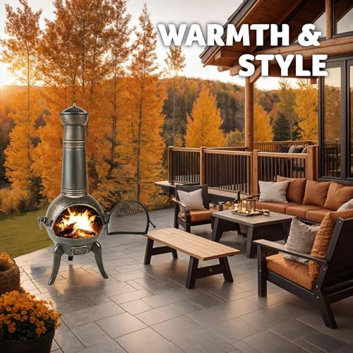 TecTake Cast Iron Patio Stove with Removable Grill
