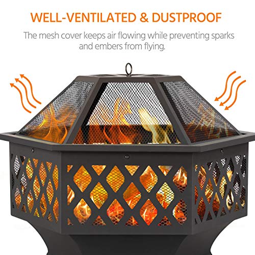 Yaheetech Large Hexagon Fire Pit Bowl - Black