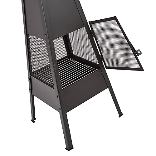 Sleek Black Outdoor Metal Chimenea Fire Pit